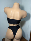 JILLYROCKS 2 PC Arika Black tube top high waist thong